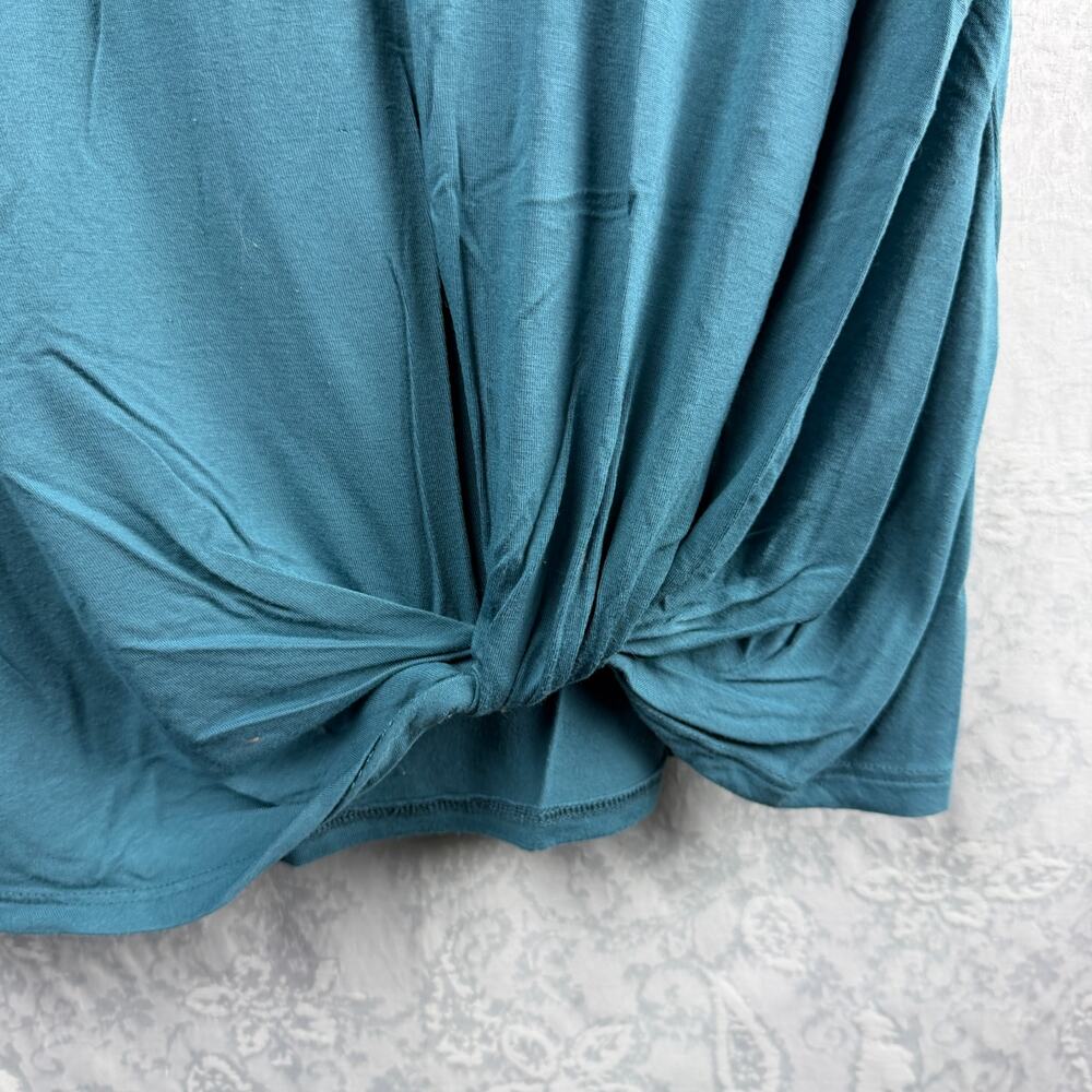 Nine Britton Women’s Teal Blue V-Neck Knot Front Top Size Large - Picture 4 of 6